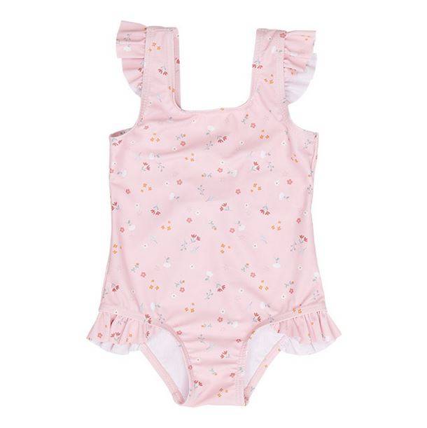 Little Dutch Bathsuit ruffles Little Pink Flowers rozā volānu peldkostīms ar UV aizsardzību 74/80 izm.