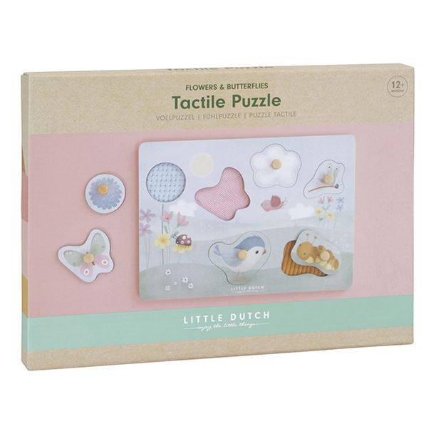 Little Dutch Tactile puzzle Flowers & Butterflies FSC taktilā taustes puzle