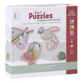 Little Dutch 6 in 1 Puzzles Flowers & Butterflies komplekts ar 6 puzlēm