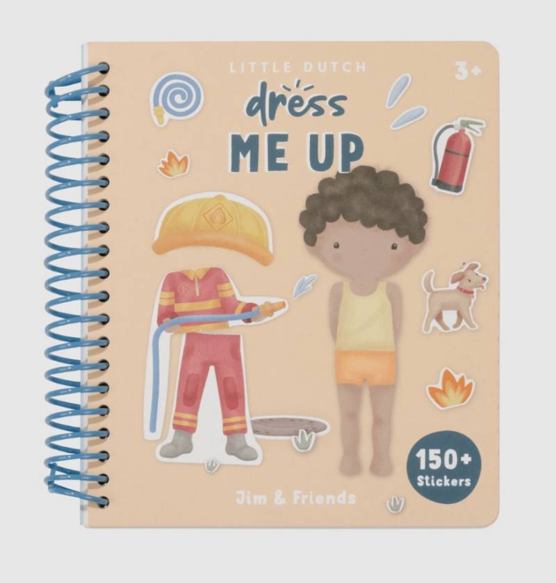 Little Dutch Dress me up book Jim and Friends bērnu grāmatiņa ar 150+ uzlīmēm  ``saģērb mani``