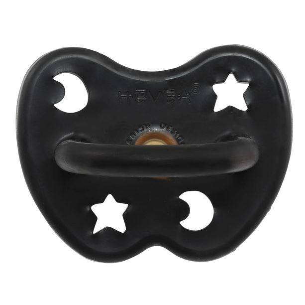 Hevea Pacifier - Outer Space Black Round dabīgā kaučuka knupītis melns 3-36 mēn. apaļš