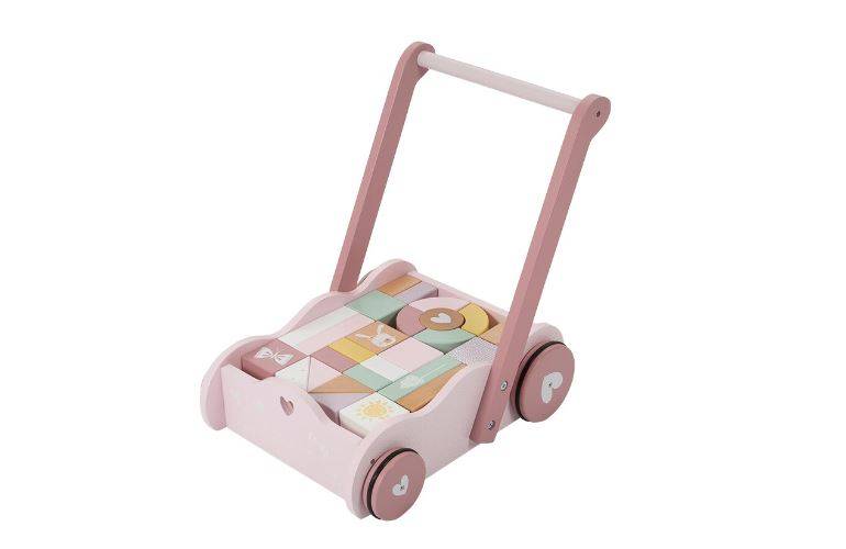 Little Dutch Babywalker with blocks koka ratiņi ar klučiem rozā