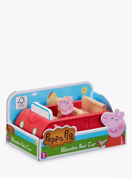 Peppa Pig Wooden Red Car cūciņas Peppas koka sarkana automašīna