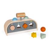 Janod Wooden punch and shape sorter 3 in 1 Sweet Cocoon koka sitamais sols un formiņu šķirotājs