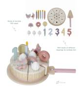 Little Dutch wooden birthday cake pink FSC koka dzimšanas diena kūka ar cipariem un dekorējumiem