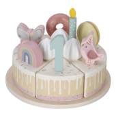 Little Dutch wooden birthday cake pink FSC koka dzimšanas diena kūka ar cipariem un dekorējumiem