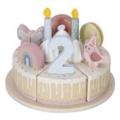 Little Dutch wooden birthday cake pink FSC koka dzimšanas diena kūka ar cipariem un dekorējumiem