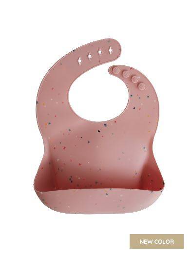 Mushie Silicone Bib silikona priekšautiņš Powder Pink Conefft